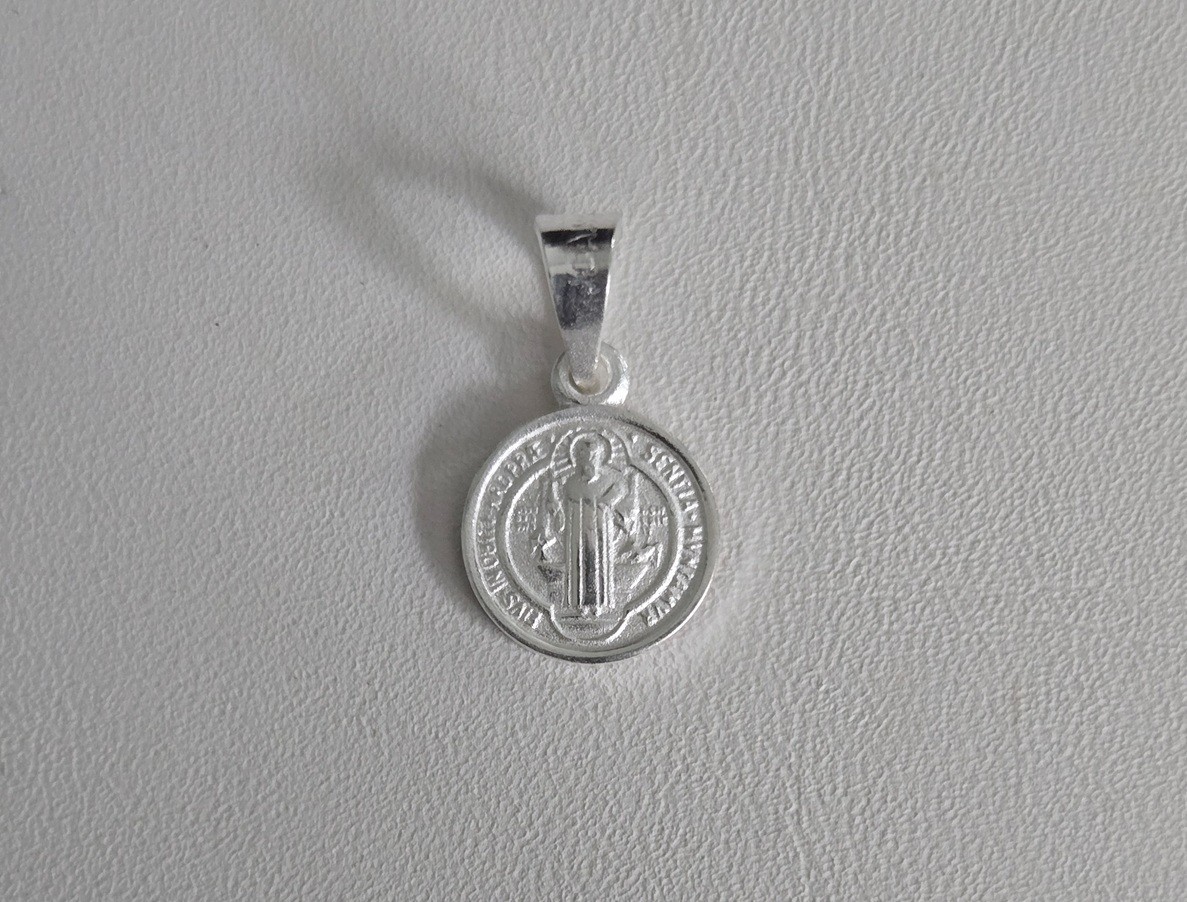 Sterling Silver Saint Benedict Medallion Pendant – Small 11 mm