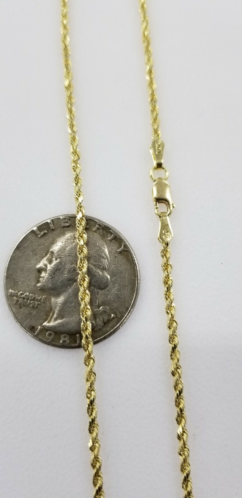 10KT Rope necklace Yellow Gold 1.5MM Premium Diamond Cut Lobster Lock REAL GOLD