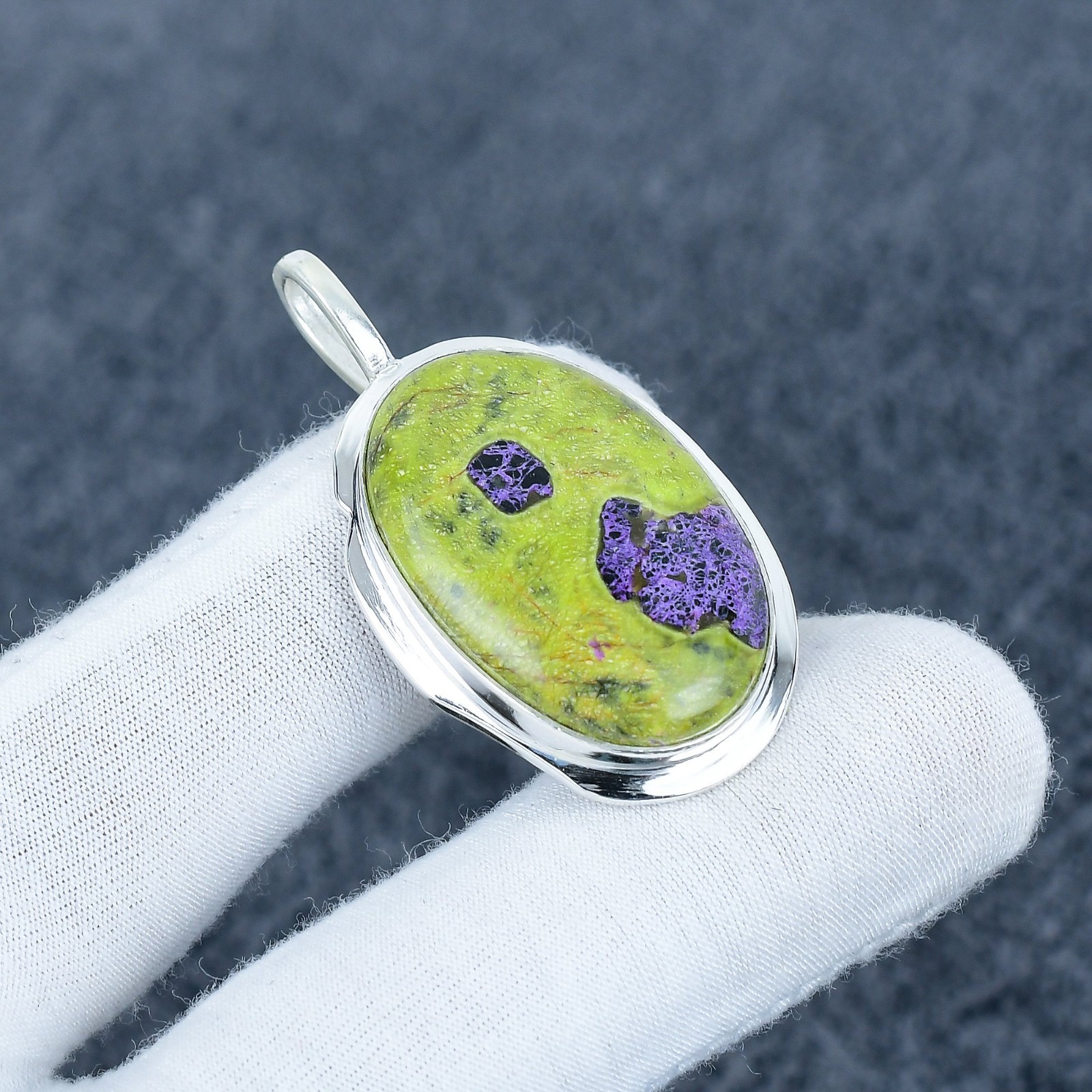 Stichtite in Serpentine Pendant | Sterling Silver Atlantisite Necklace, Gift