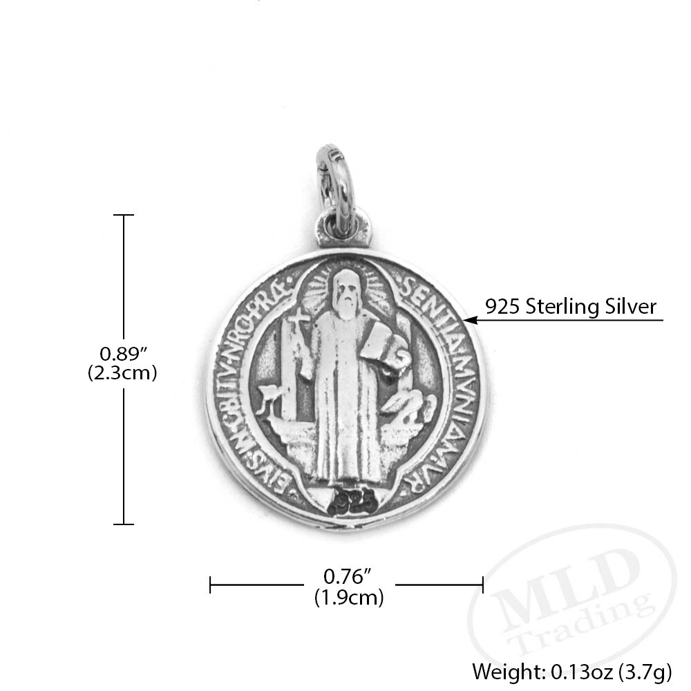 MLD 925 Sterling Silver Saint St Benedict Medal Pendant – Made In USA