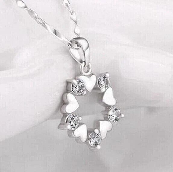 14k White Gold Plated 1.50 Ct Round Cut Lab Grown Diamond Women Heart Pendant