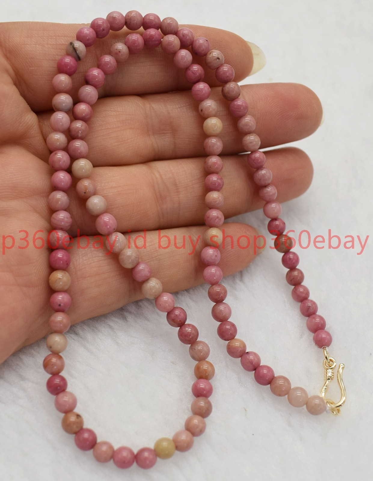 Natural Beautiful 4mm Pink Rhodonite Round Gemstone Beaded Necklace 16-28in
