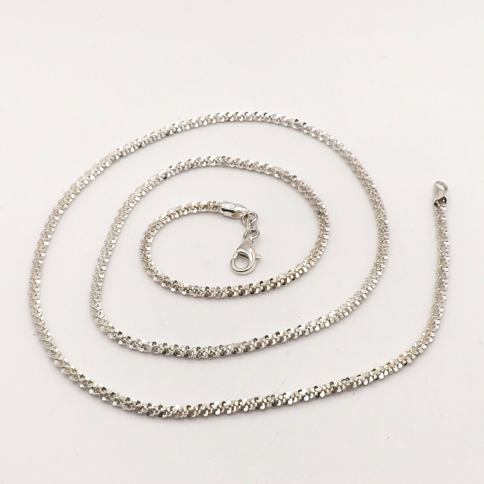 Sterling Silver Sparkle Margarita Link Rope Chain Necklace 3mm 24in Italy New