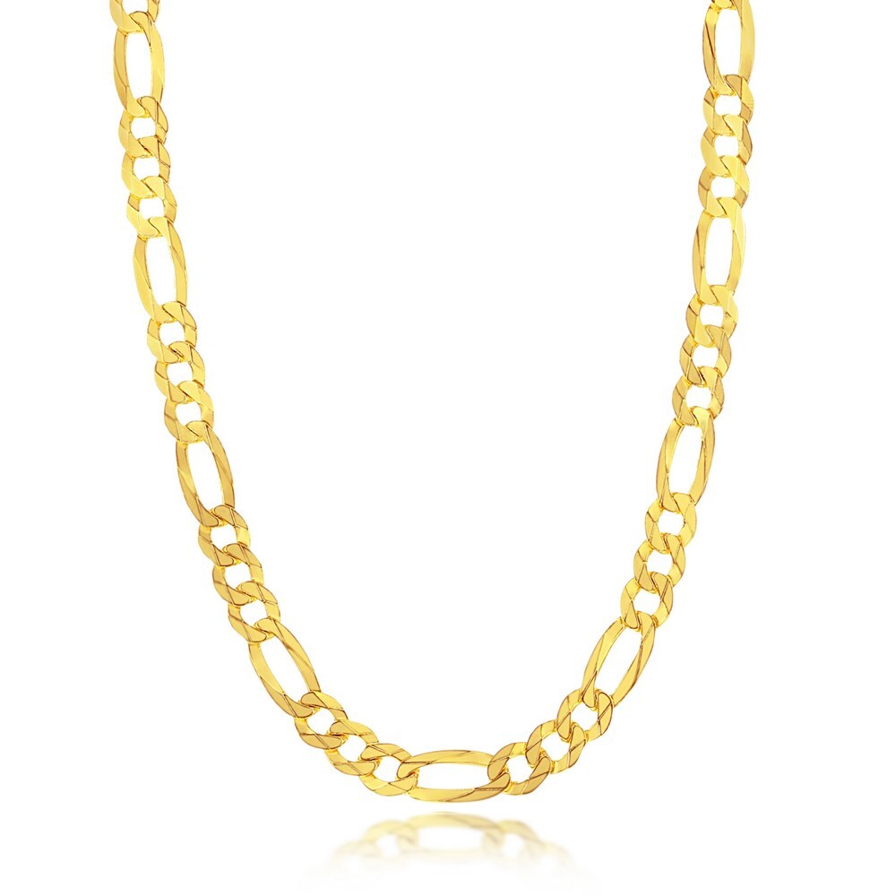 Sterling Silver 7.8mm Figaro Chain – Gold Plated