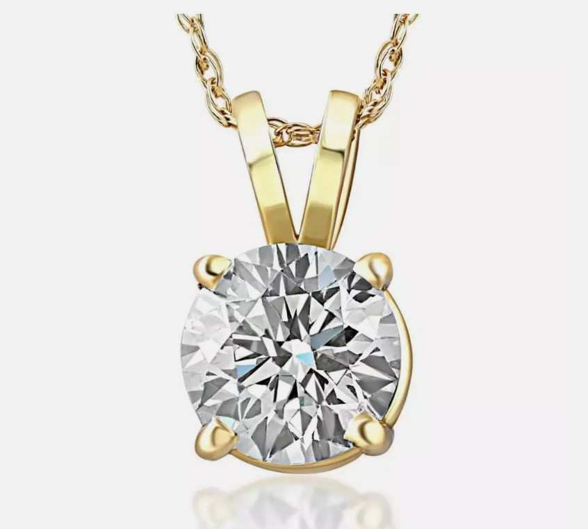 0.1-0.75 ctw Natural Round Diamond Solitaire Pendant in 10k Gold