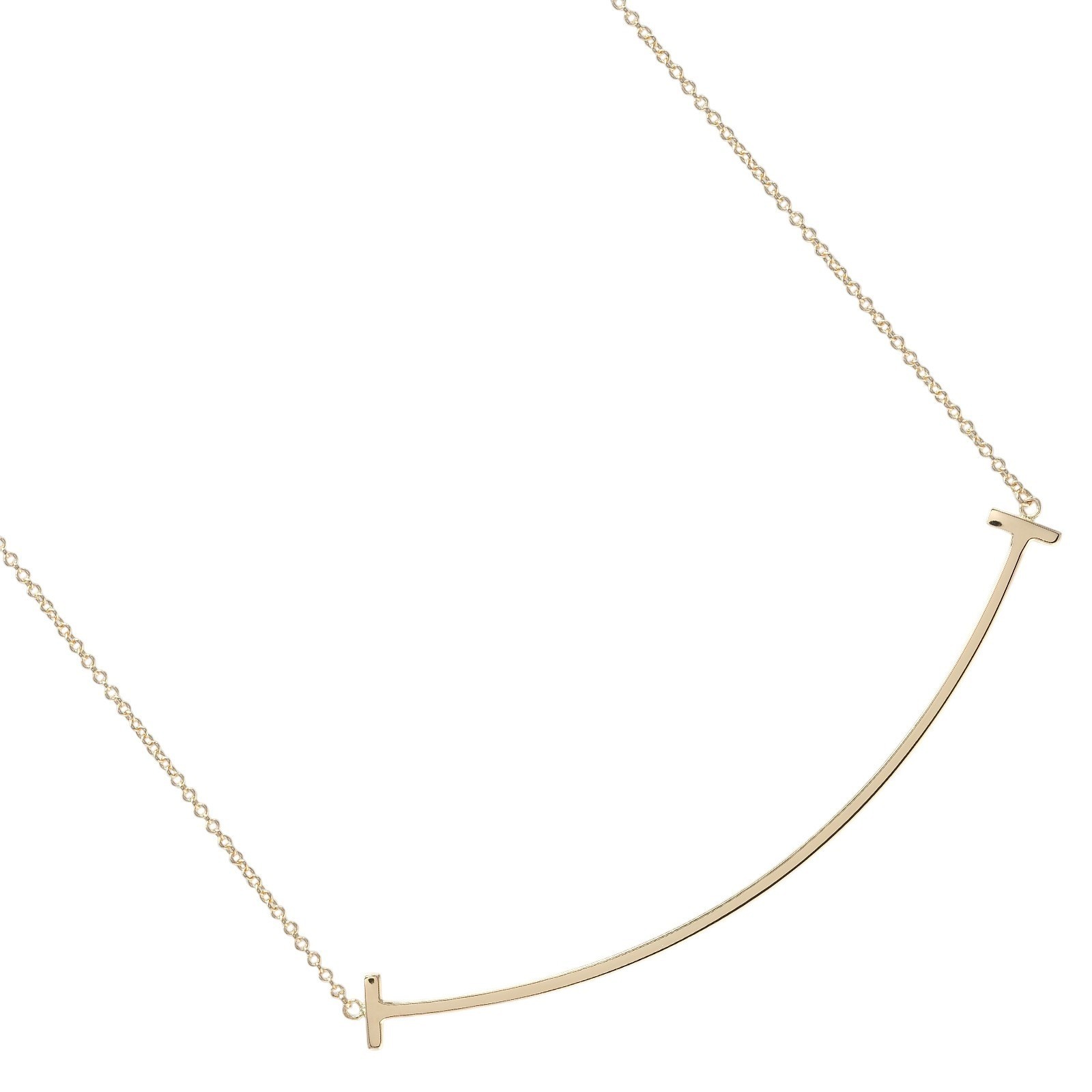 Tiffany & Co. T Smile Large Necklace K18 Rose Gold 17.3in Pink Gold