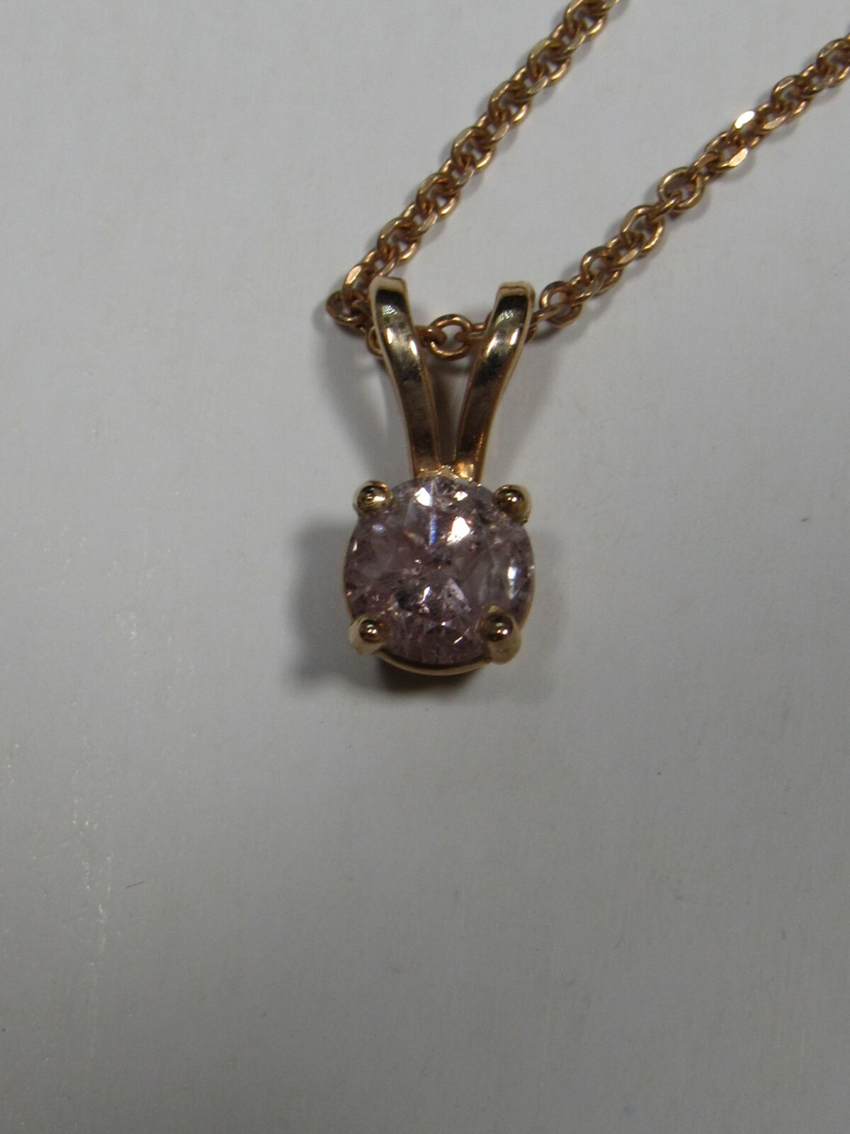 14k Rose Gold Diamond Necklace .42ct Pink Natural Diamond!! #ANT200