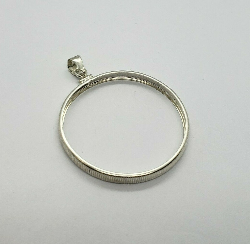 Sterling Silver Silver Eagle Bezel 41 mm Coin Screw Top Edge No Coin Included