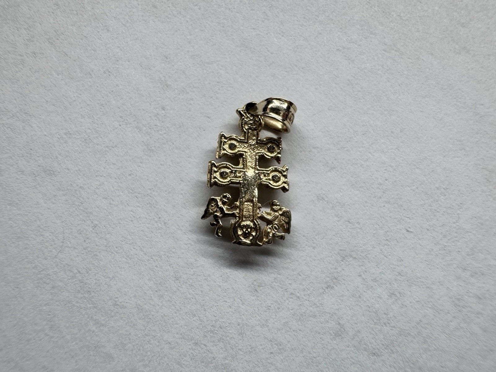 10k solid Yellow Gold Angels Caravaca Crucifix Cross Charm Pendant 1 gram