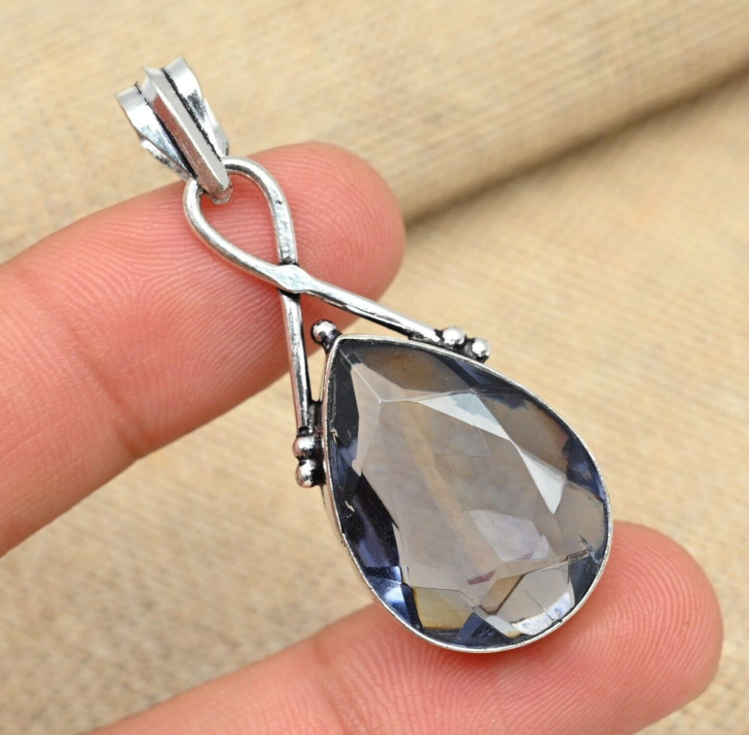 Gorgeous Iolite Gemstone Handmade 925 Sterling Silver Jewelry Pendant