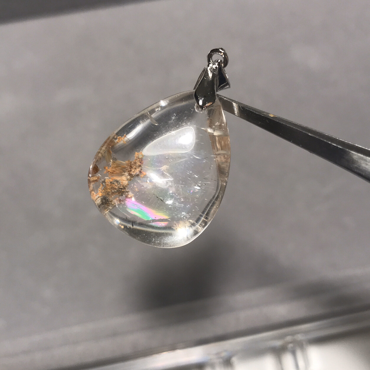 US SELLER Natural Red Phantom Quartz Pendant Teardrop Brazil Crystal Gem Stone