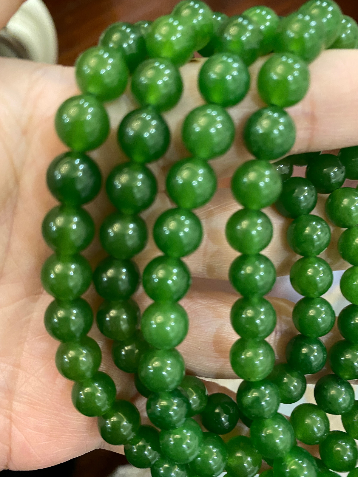 LONG NEW HIGHEND*RARE*GORGEOUS 8MM GREEN CARNELIAN JADE稀有天然玛瑙绿玉 NECKLACE