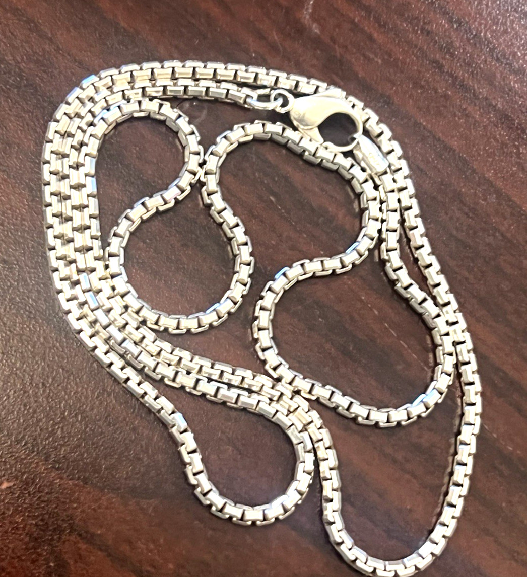 Heavyweight 27 Grams Solid Sterling Silver (.925) Box Chain 26″