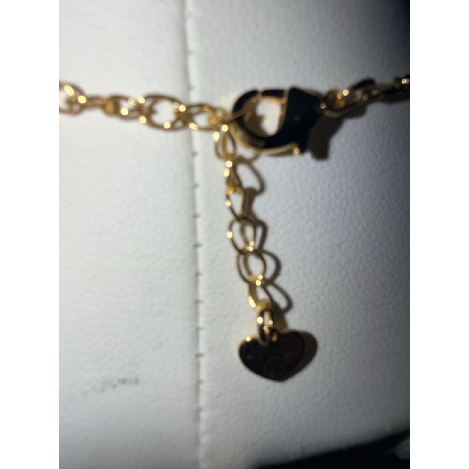 EVRY Jewels Dainty Necklace Gold Tone Adjustable Stackable Teddy Bear Red Heart
