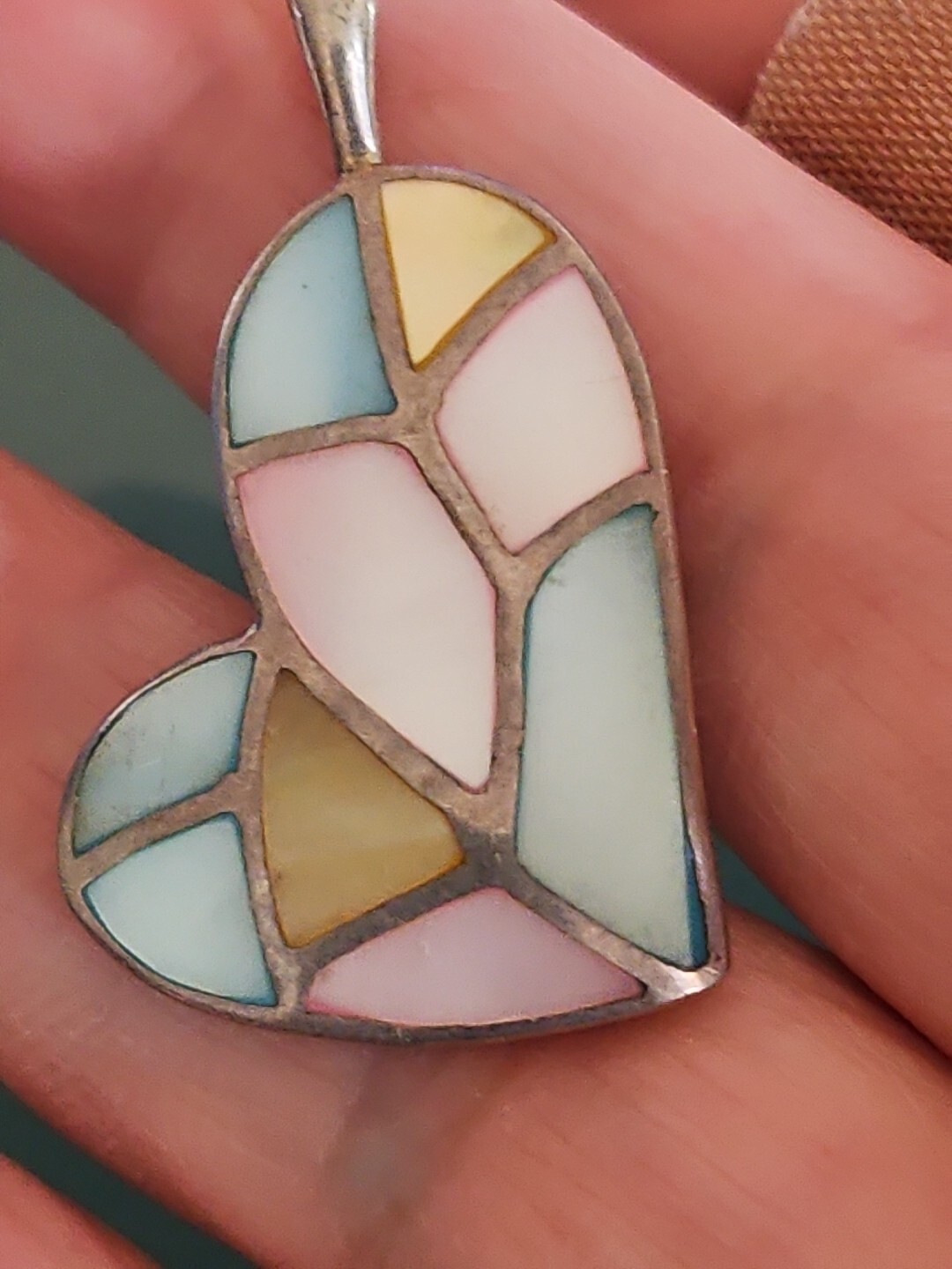 Designer Sterling Silver 925 PENDANT PINK, Blue, Gold MOP 1.6″ NWOT