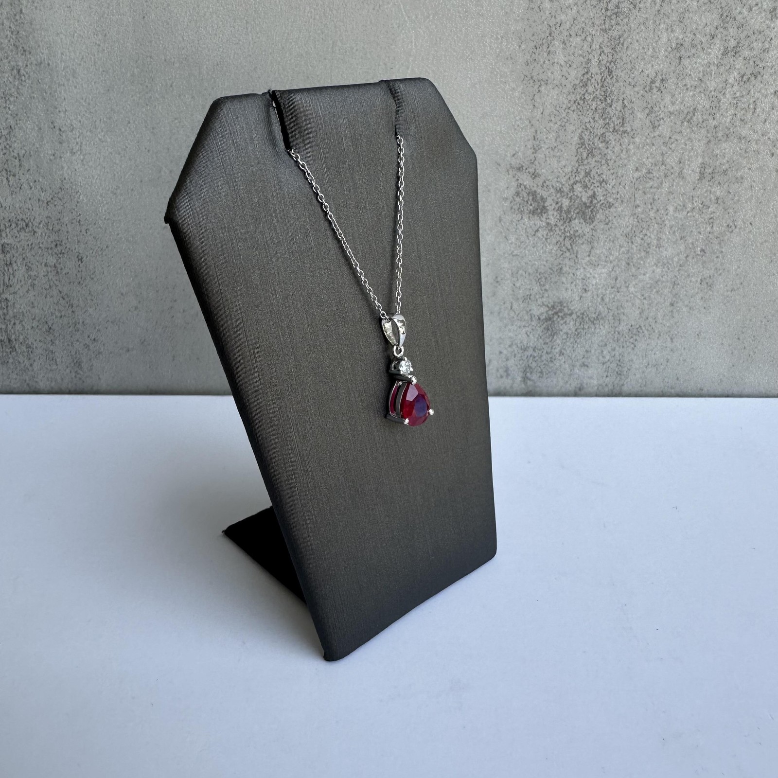 Appraised Ruby Diamond Necklace 18K White Gold 1.22ctw Pear Ruby New