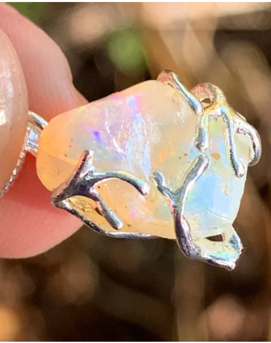 Angel Opal Sparkler Silver Necklace