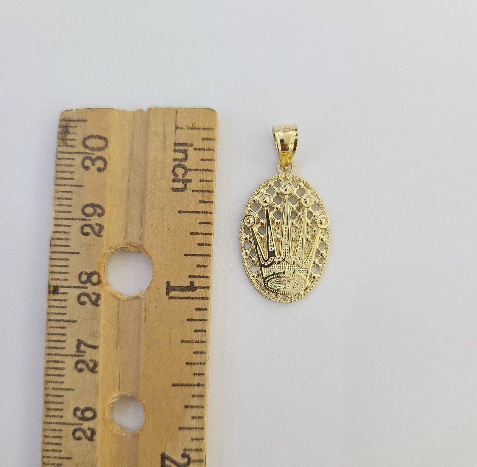 10K Real Yellow Gold Crown Circular Charm Pendant Gold 10k Free Shipping On Sale