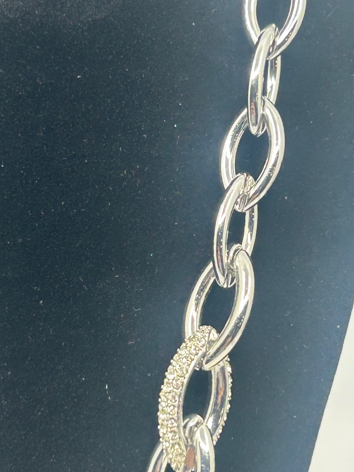 WHBM Bold Diamond Cut & Shiny Multi Oval Link Chain Necklace 925 Sterling Silver