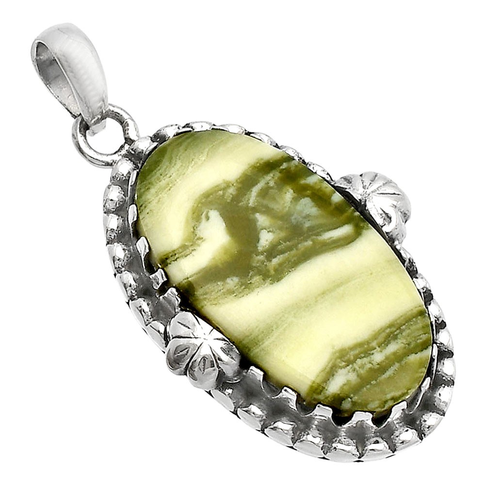 Natural Serpentine 925 Sterling Silver Pendant Jewelry P-1730