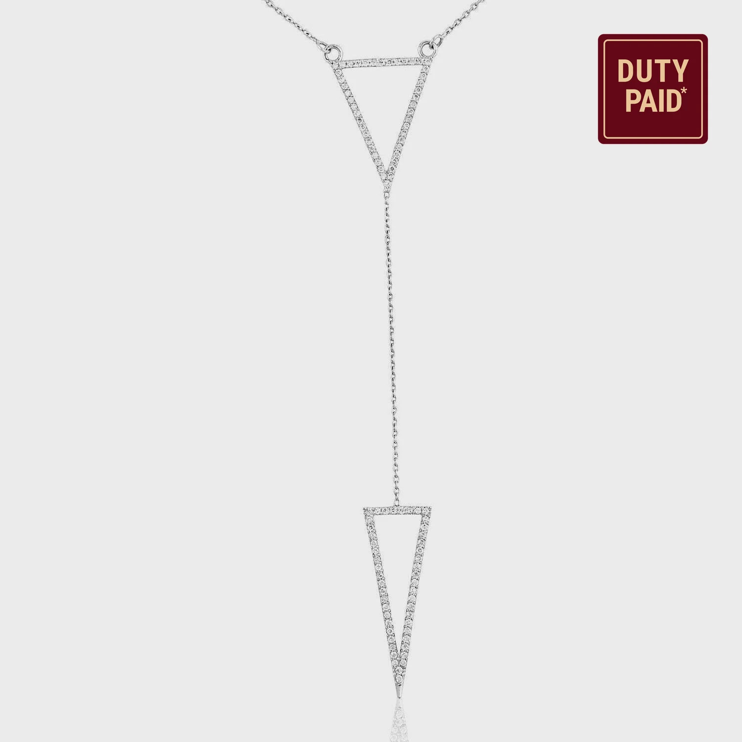 0.36ct Natural Diamond Double Triangle Necklace 14K Solid Gold Stackable Layered