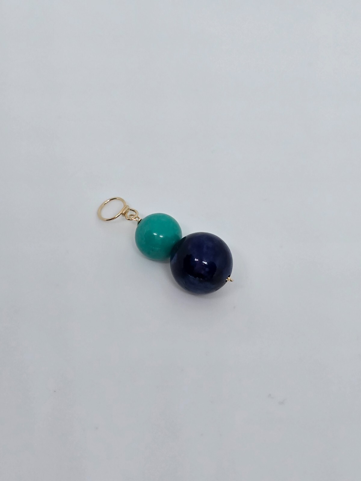 14k Yellow Gold Lapis Lazuli and Turquoise Drop Dangle Pendant 1″
