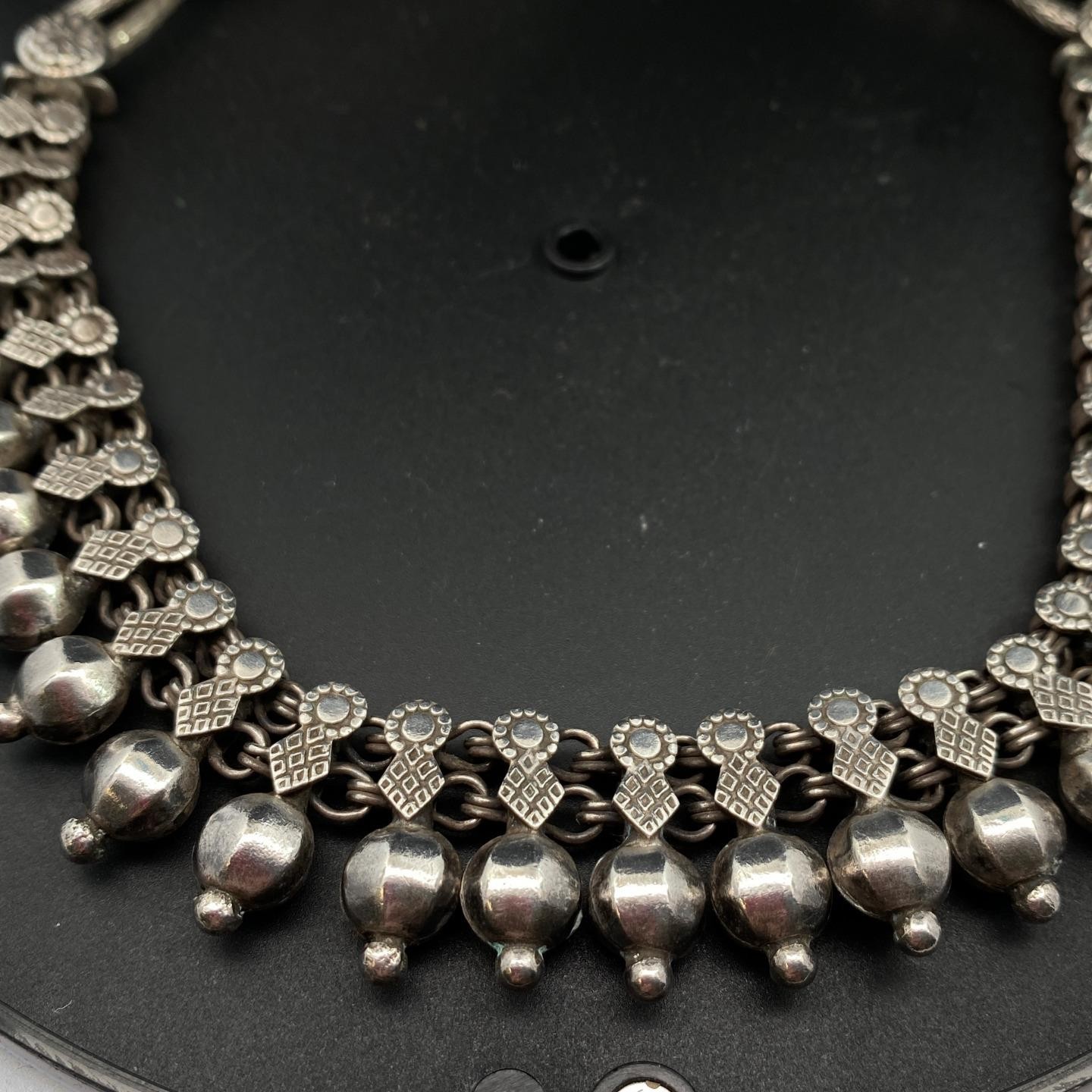 Sterling Silver Rajasthani Collar Necklace India BA marked N36