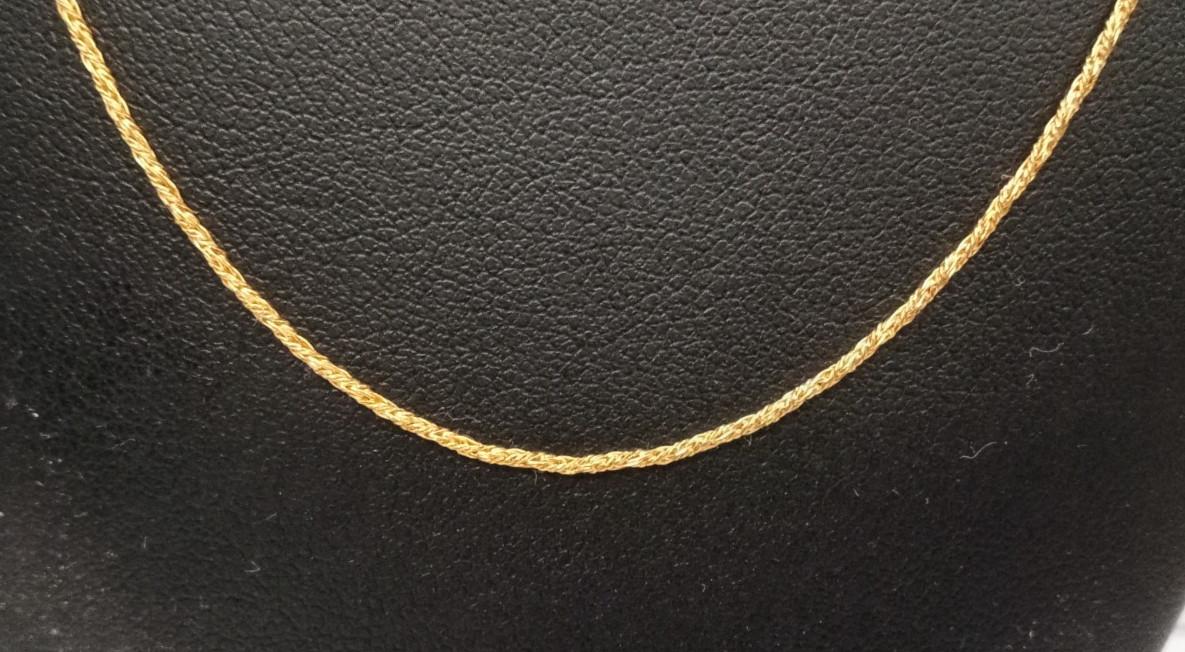 (MA2) Italy 14k Yellow Gold 2.2 Grams Thin Fancy Rope Chain Necklace 18″