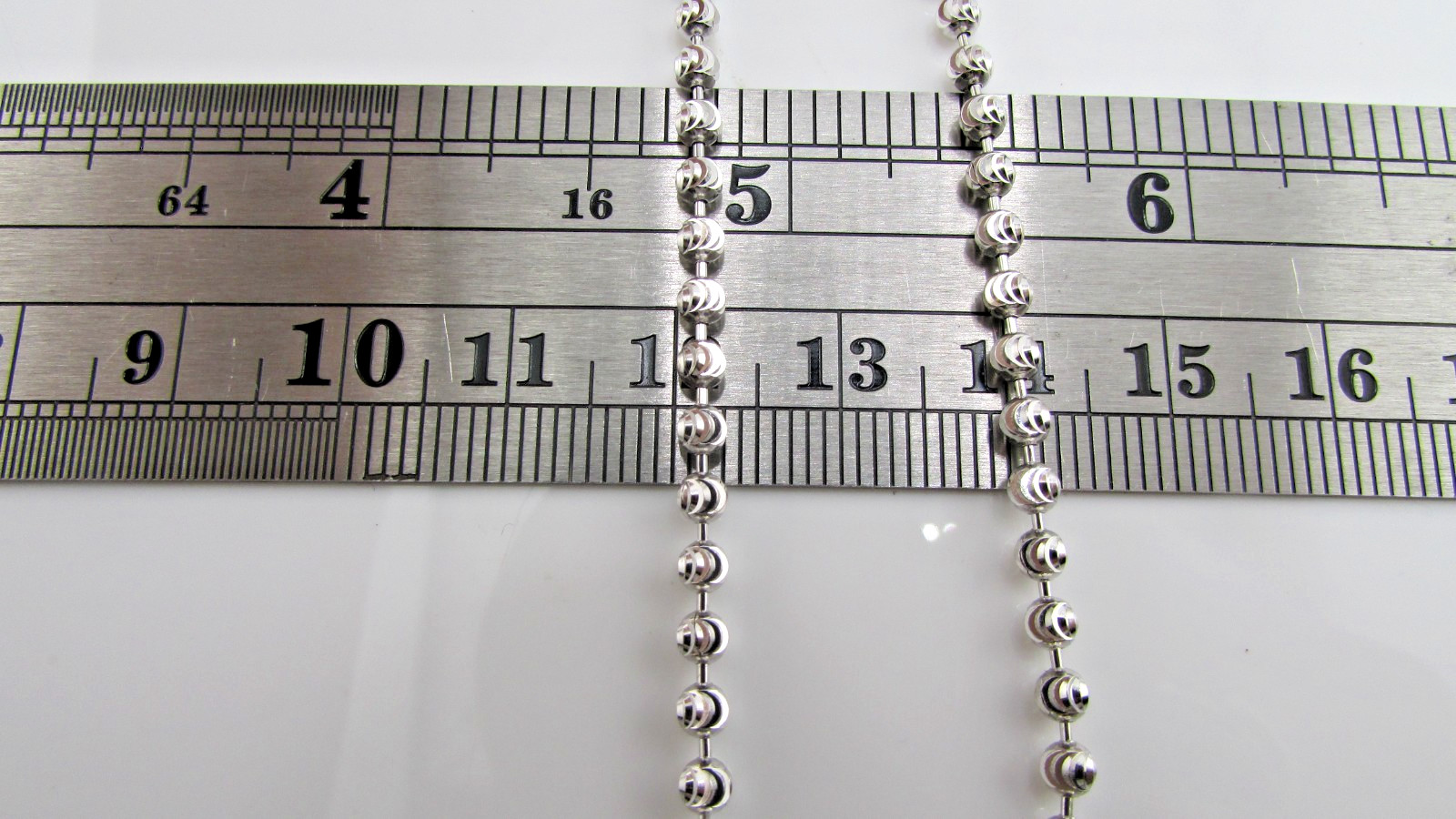 925 Sterling Silver 3mm Moon Cut Bead Chain Necklace, 18-Inch, Silver