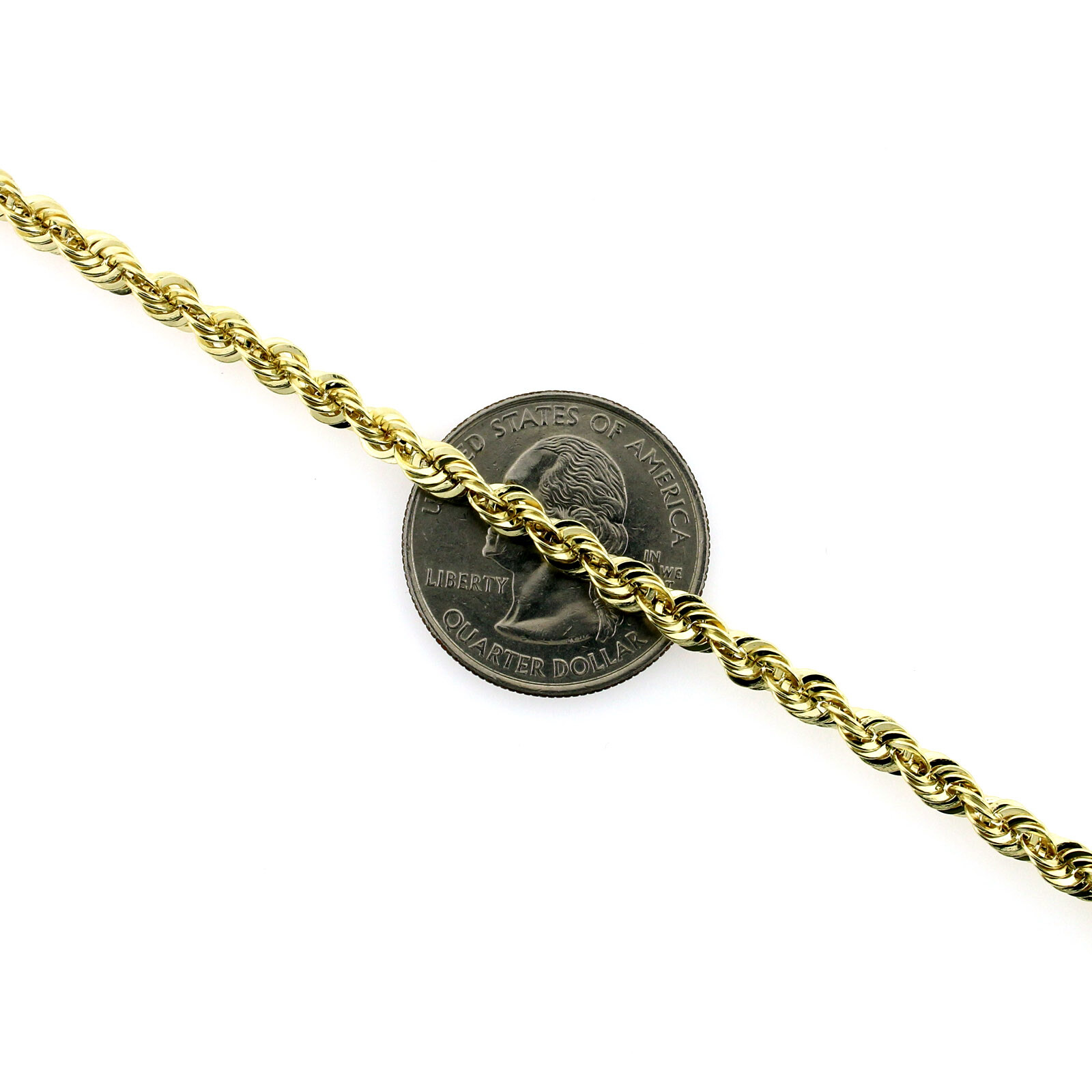 Real 10K Yellow Gold Rope Chain Pendant Necklace 2mm, 2.5mm, 3mm 16″- 30″
