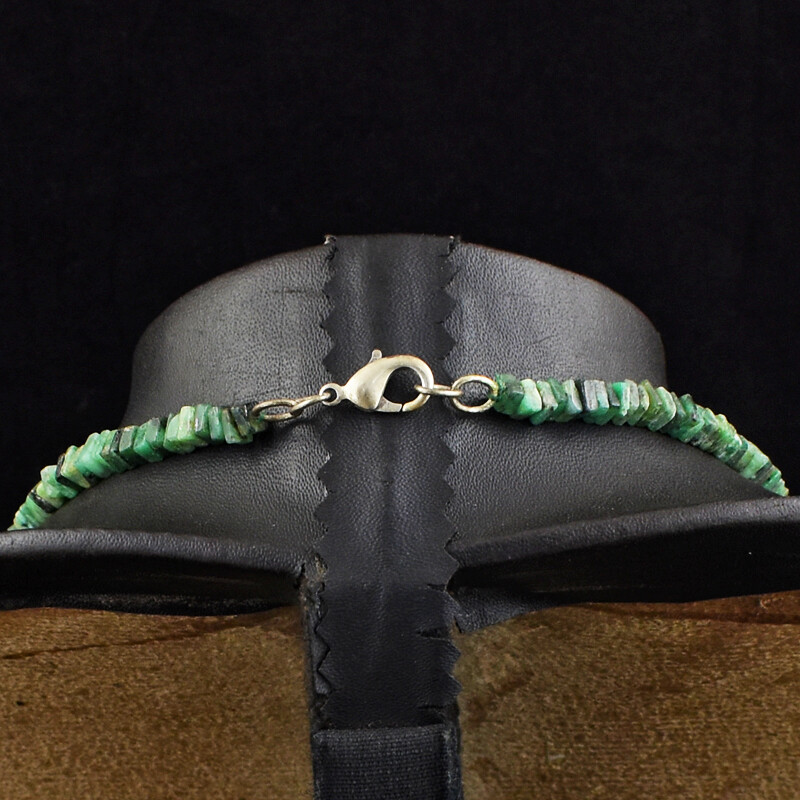 123 Cts Earth Mined Untreated Emerald Heishi Beads Necklace Jewelry JK 49E332