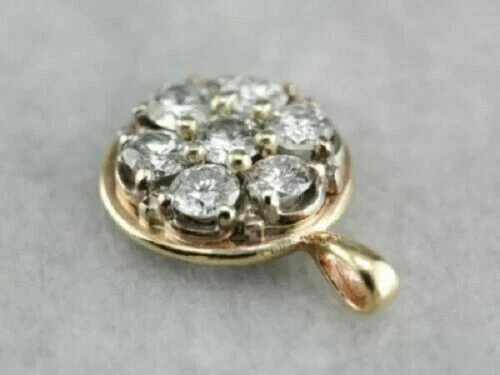 1CT Diamond Lovely Circle Disc Style Pendant 14k Yellow Gold Finish Necklace