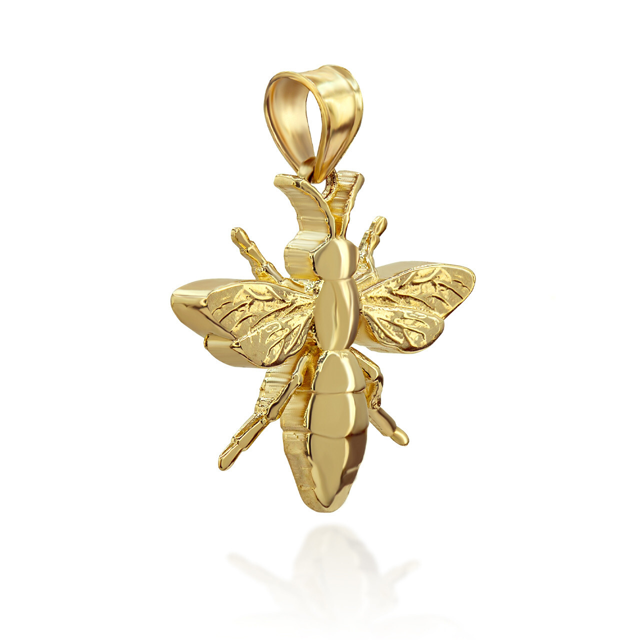 Gold 3D Bumble Bee Charm Pendant Necklace (Available in Yellow/Rose/White Gold)