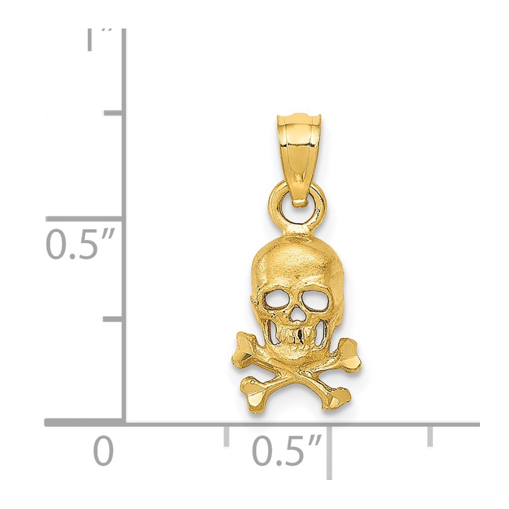 14k Yellow Gold Skull and Cross Bones Pendant 0.79gm L-0.75 in,W-0.32 in