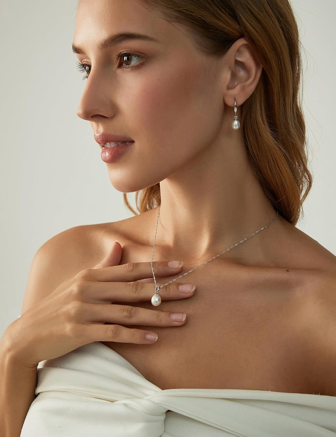 Pearl Necklaces for Women Trendy 925 Sterling Silver Freshwater Cultured Single
