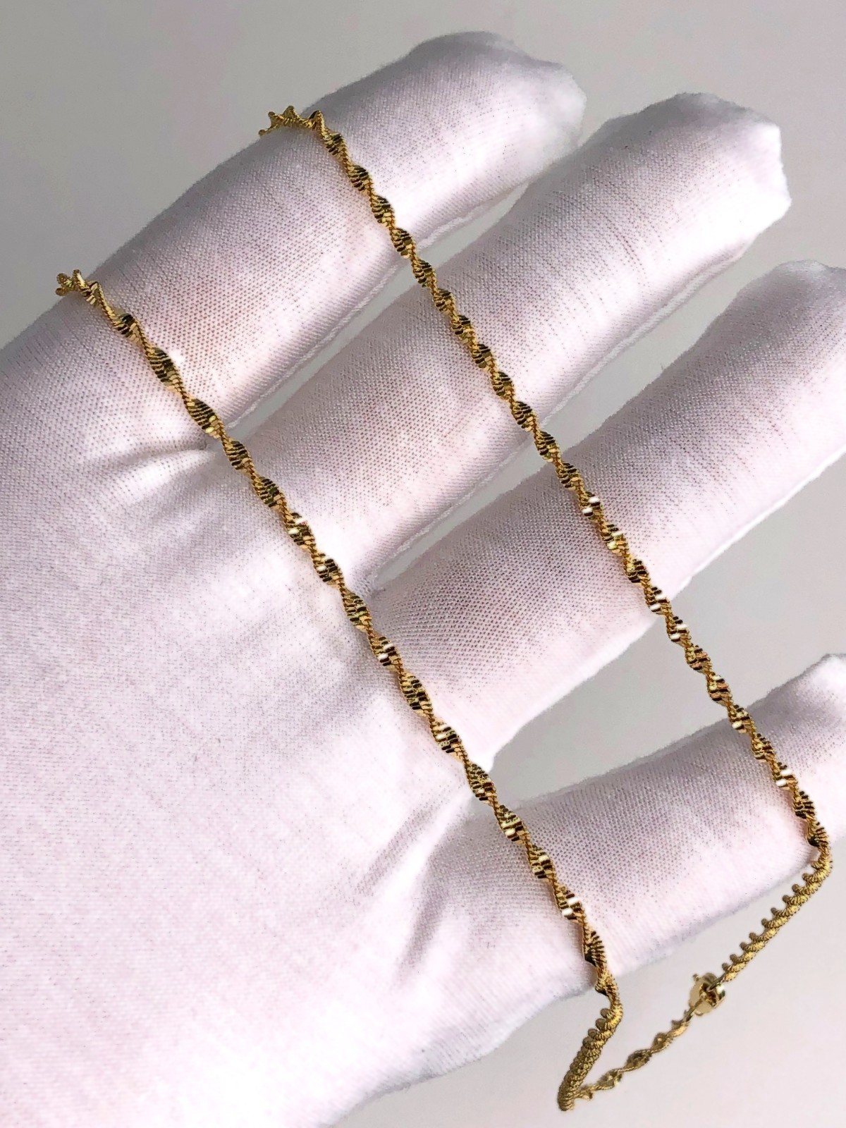 Italian 1/200 14K Yellow Gold Oro Twisted Rope Chain Cadena Men Women mm in