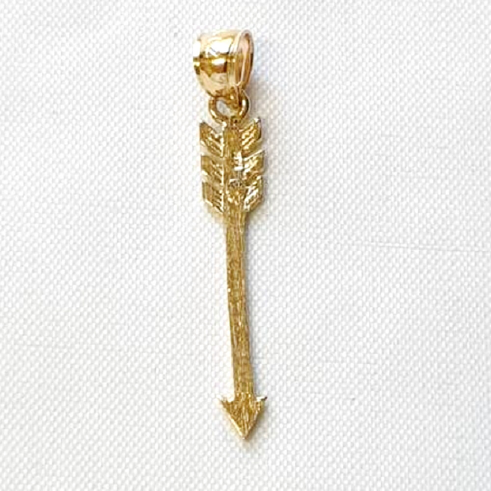 14k Yellow Gold Arrow Pendant / Charm, Made in USA