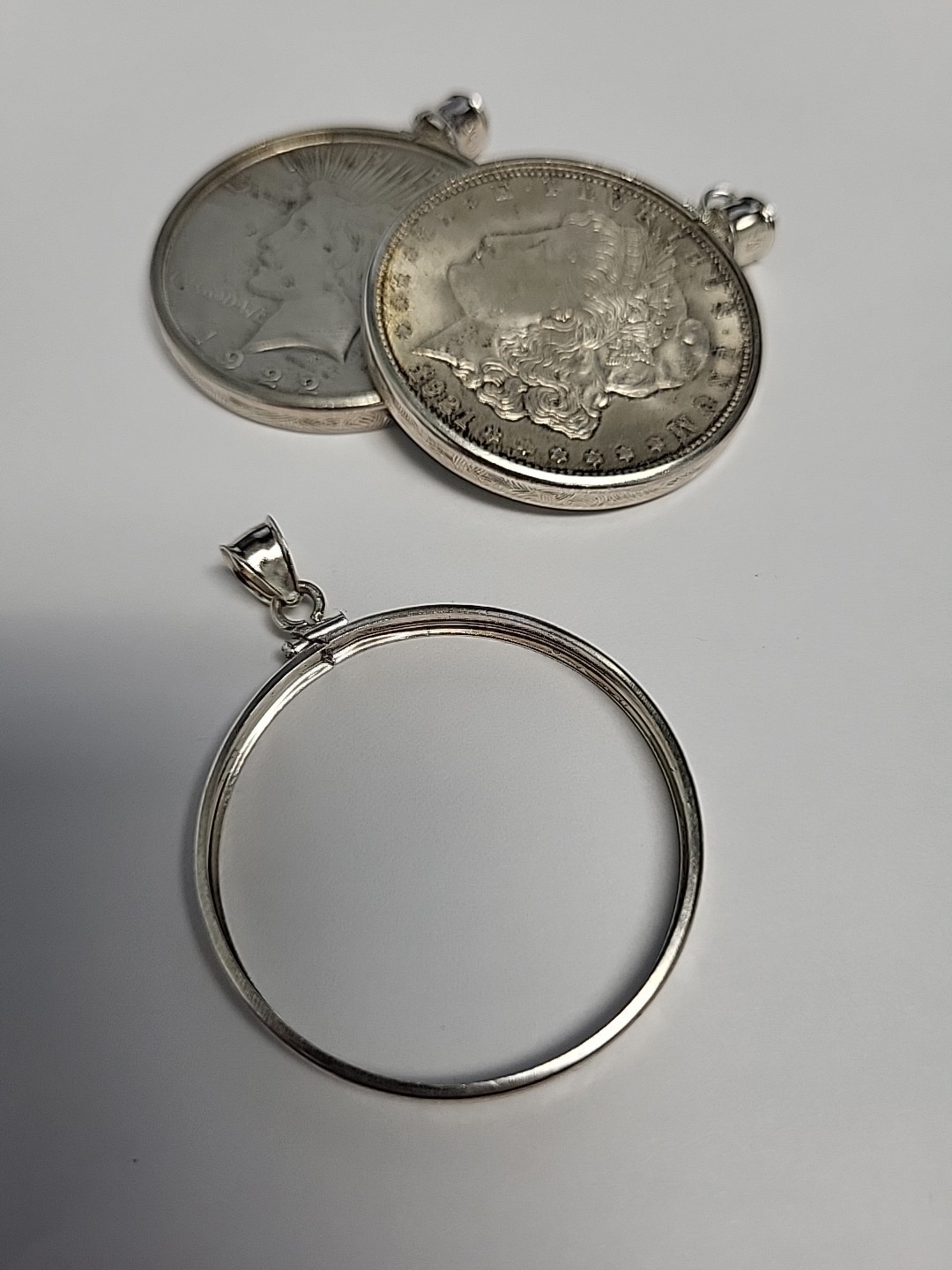 CUSTOM STERLING BEZEL FOR A MORGAN / PEACE DOLLAR SILVER COIN