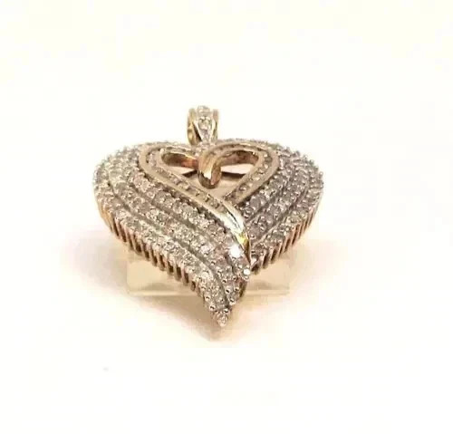3Ct Round Cut Lab Created Diamond Heart Pendant Necklace 14k Yellow Gold Plated