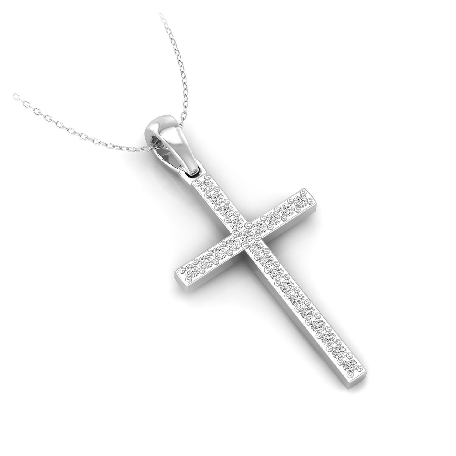 Round Cut Lab Grown Diamond 14K Gold Minimalist Cross Fine Pendant For Gift
