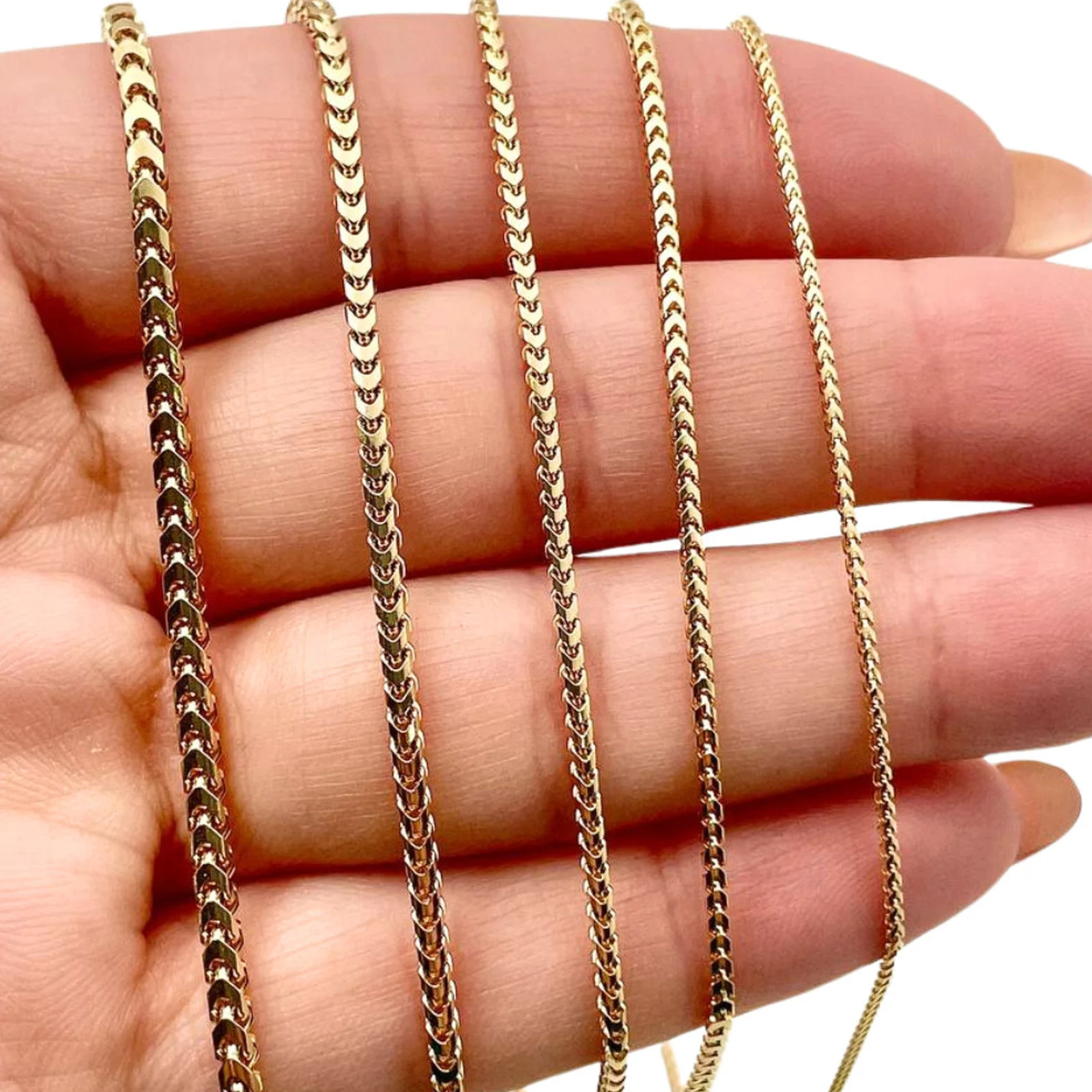 1.1mm SOLID 14K Yellow Gold Franco Chain Necklace – 16″ 18″ 20″ 22″ 24″ 26″ 28″