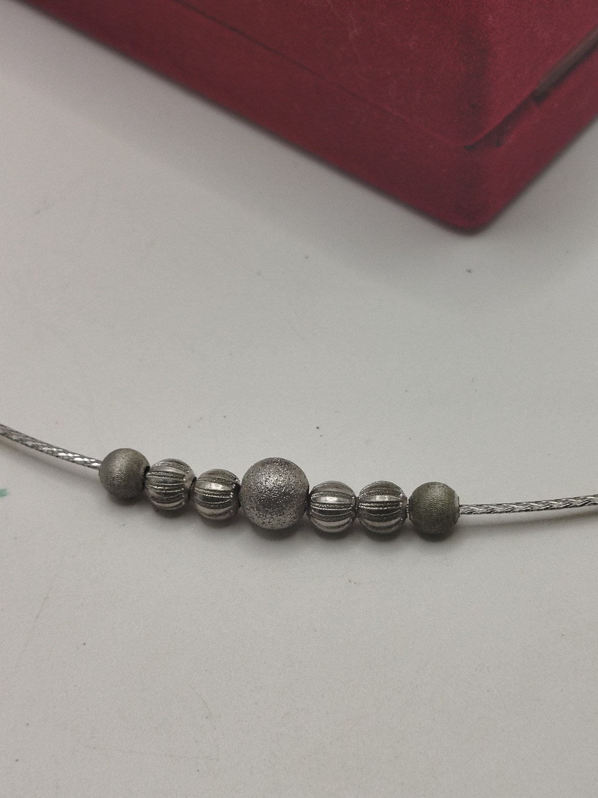Beautiful 925 Sterling Silver Collar Necklace 7 Silver Balls Made In India 44cm