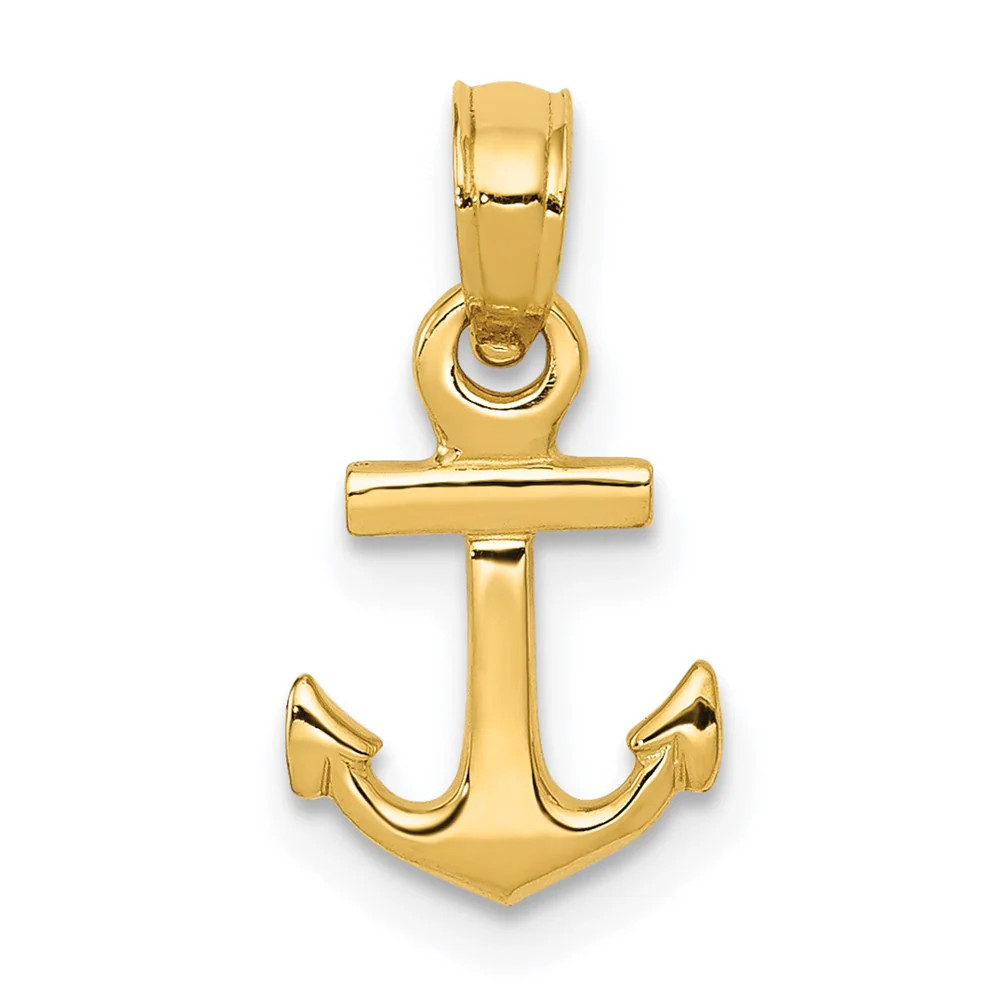 10K / 14K Yellow Gold Mini Anchor Pendant