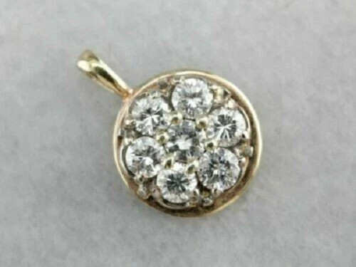 1CT Diamond Lovely Circle Disc Style Pendant 14k Yellow Gold Finish Necklace