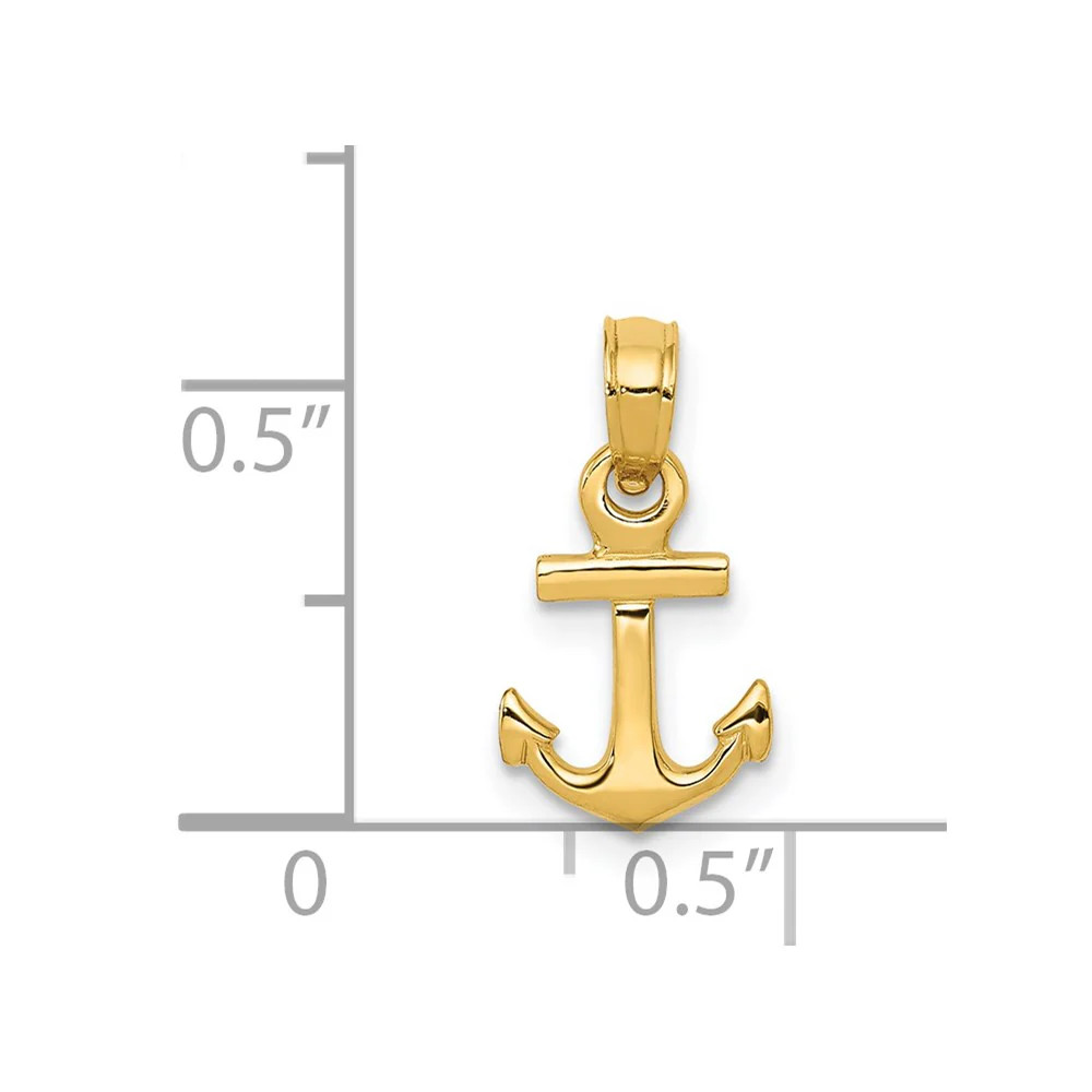 10K / 14K Yellow Gold Mini Anchor Pendant