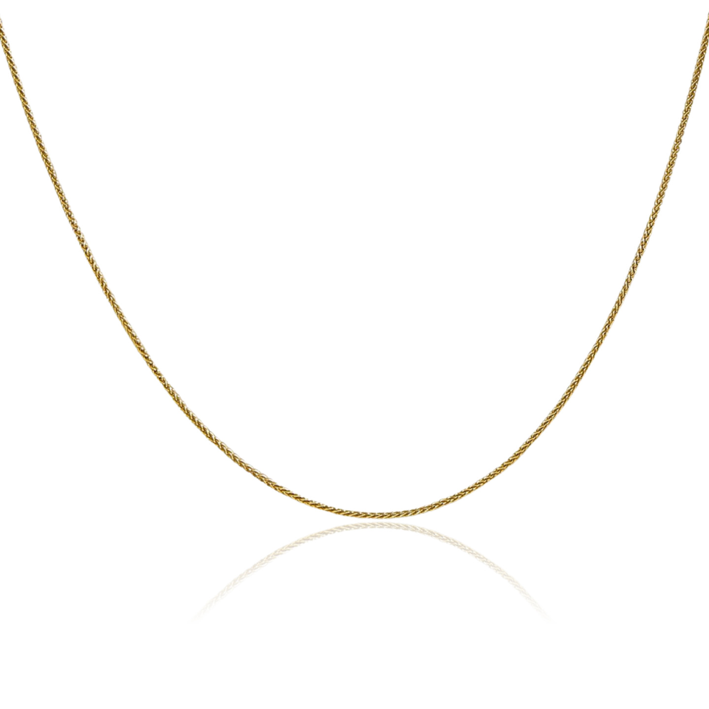 10K Solid Yellow Gold 0.85mm Dainty Spiga Wheat Chain Necklace Polished