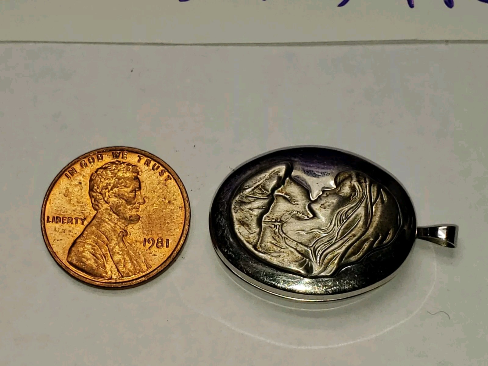 .925 Sterling Silver PPC Fingerprint Locket Mother & Child Vintage 1980’s .925