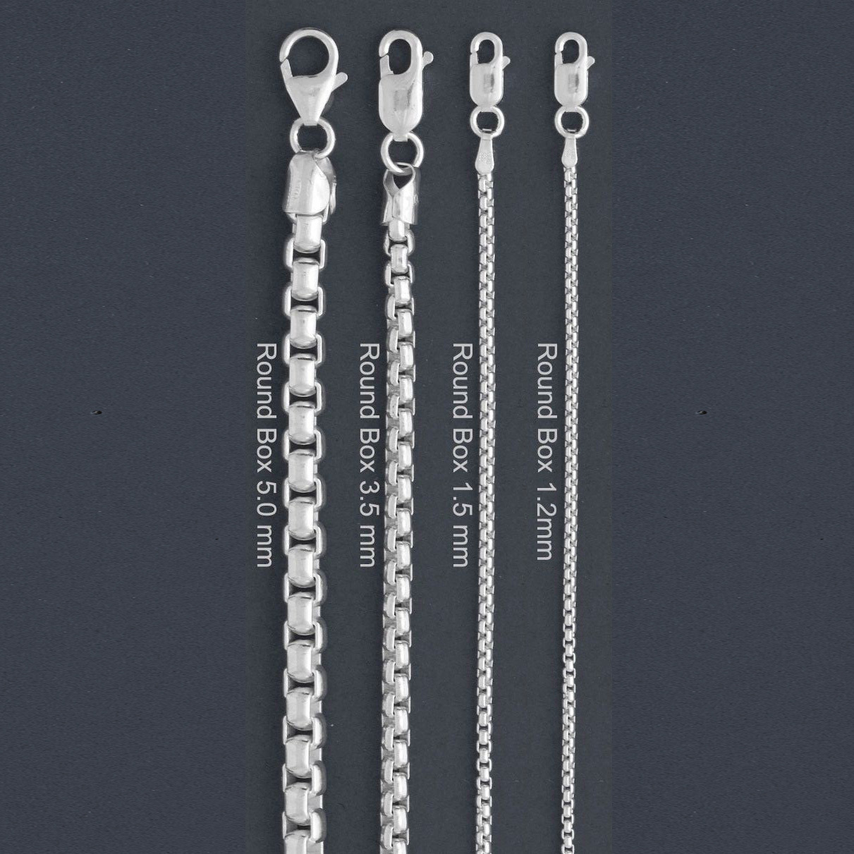 ITALY Sterling Silver ROUND BOX Chain Necklace/Bracelet-M Box Chain Necklace