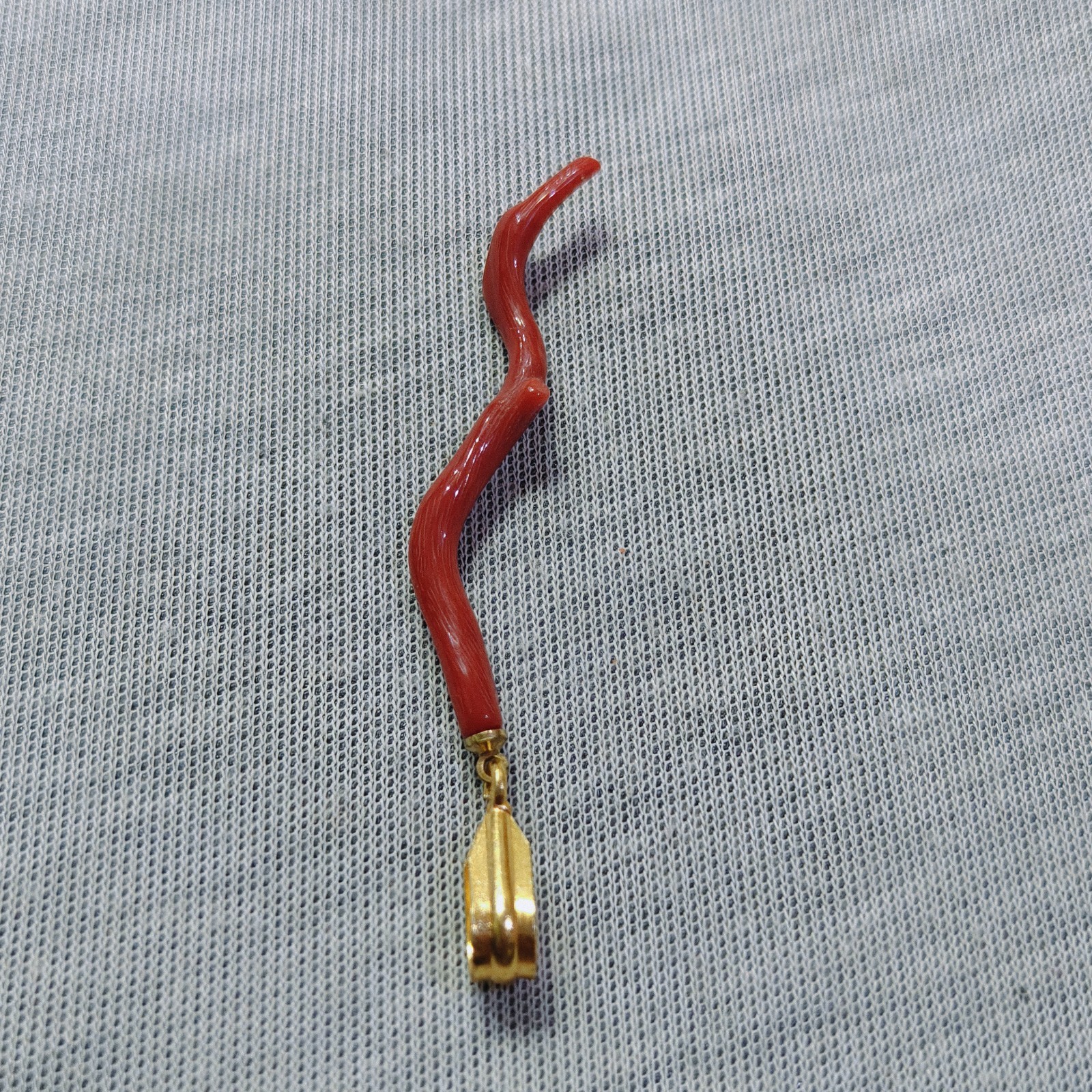 Natural Red Coral Brass Pendent vintage Red Coral Gold Plated Pendant