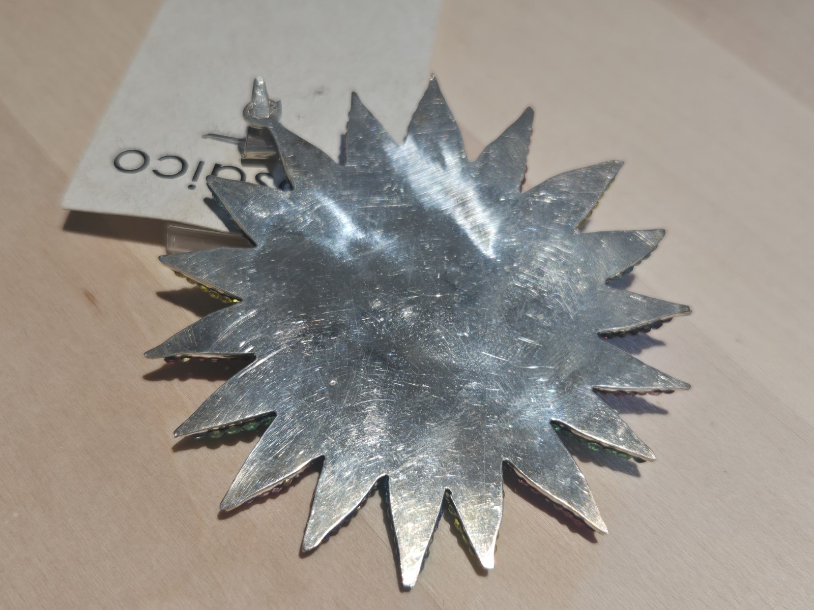 Huge Sterling Silver Star Colorful Mosaico Pendant